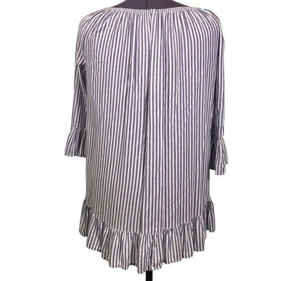 TERRA & SKY Women's plus size 2X Peplum Peasant stripe tunic top - Picture 11 of 13